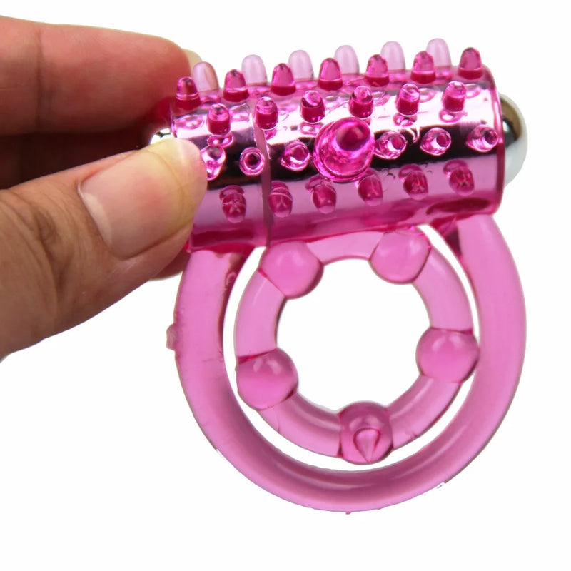 Vibrating Rabbit Cock Ring for Couples | Double Ring Delay, Clitoral Stimulator, Strong Vibrations, Stretchy Silicone, Battery Powered