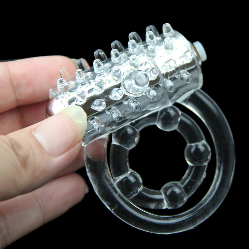 Vibrating Rabbit Cock Ring for Couples | Double Ring Delay, Clitoral Stimulator, Strong Vibrations, Stretchy Silicone, Battery Powered