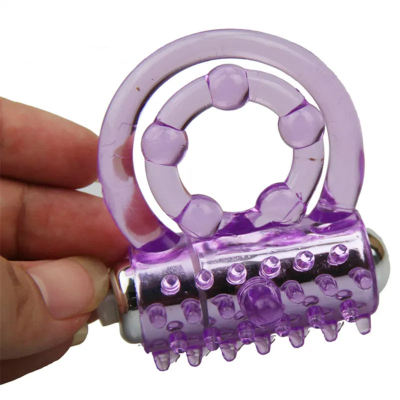 Vibrating Rabbit Cock Ring for Couples | Double Ring Delay, Clitoral Stimulator, Strong Vibrations, Stretchy Silicone, Battery Powered