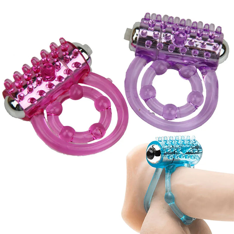 Vibrating Rabbit Cock Ring for Couples | Double Ring Delay, Clitoral Stimulator, Strong Vibrations, Stretchy Silicone, Battery Powered