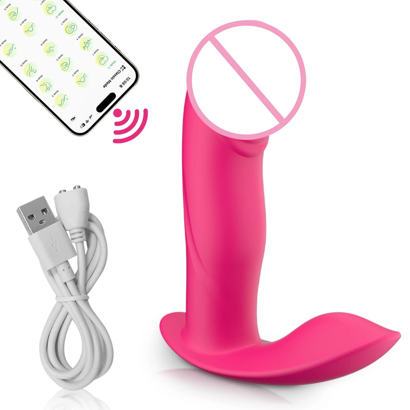 App-Controlled Wearable Dildo Vibrator for Women – Clitoris and G-Spot Massager, Remote Control, Medical Silicone, Waterproof, USB Rechargeable
