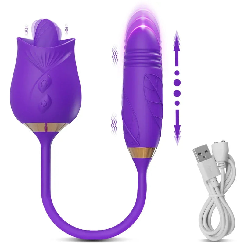 Xbonp 2-in-1 Vibrator – Licking Clitoral Stimulator, G-Spot & Anal Plug, CE Certified Silicone, Waterproof, Adult Sex Toy for Women | Discreet Shipping