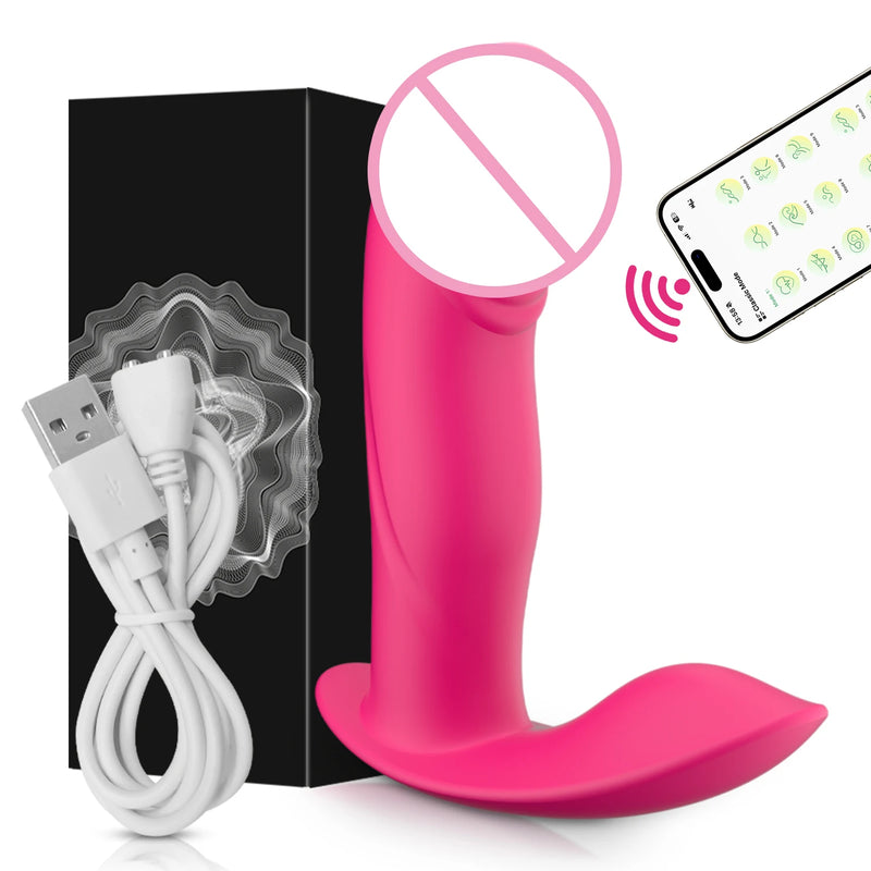 App-Controlled Wearable Dildo Vibrator for Women – Clitoris and G-Spot Massager, Remote Control, Medical Silicone, Waterproof, USB Rechargeable