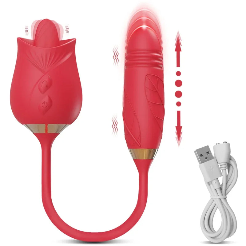 Xbonp 2-in-1 Vibrator – Licking Clitoral Stimulator, G-Spot & Anal Plug, CE Certified Silicone, Waterproof, Adult Sex Toy for Women | Discreet Shipping